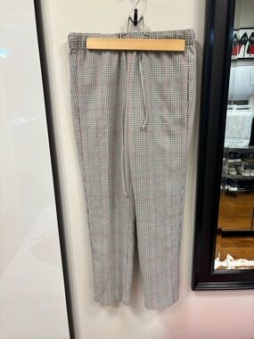 Gray Plaid Drawstring Pants ultra confort